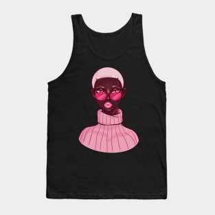 Black Girl Pink Glasses Cool & Judging Tank Top